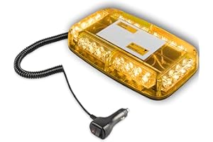 UYYE 24LED Strobe Lights for Trucks Vehicle Emergency Lights Mini Strobe Light Strip with Magnetic Base,Car Exterior Accessories for 12-25V Snow Plows, Trucks, Construction Vehicles（Amber）