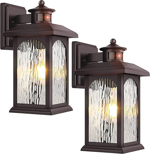 2 PACK MOTION SENSOR OUTDOOR LIGHTS, BROWN DUSK...