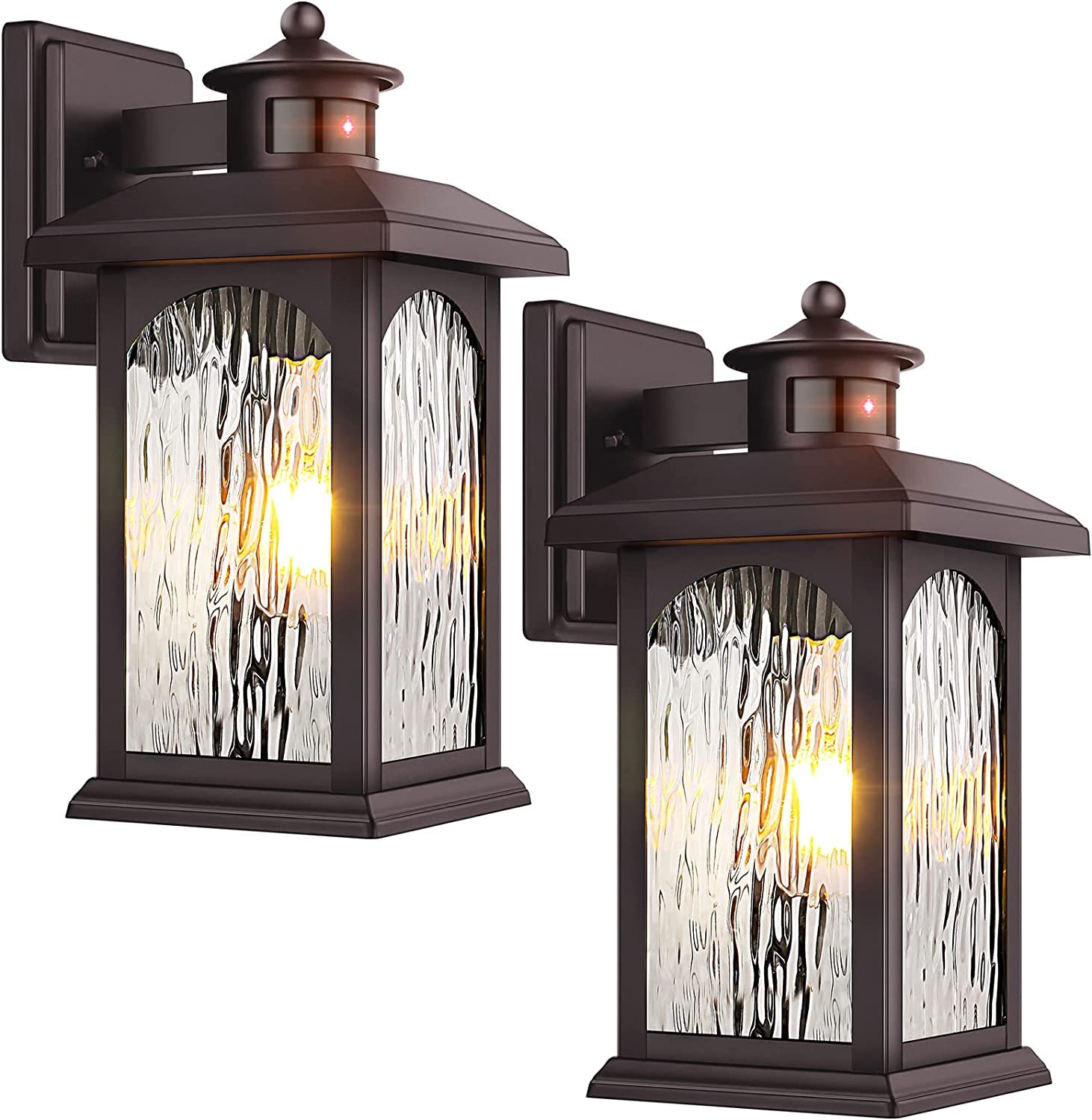 Photo 1 of 2 Packs Motion Sensor Outdoor Lights - Brown Dusk to Dawn Outdoor Lighting, Oil Rubbed Bronze Exterior Light Fixtures, Waterproof Porch Lights Wall Sconce for House, Garage, Entryway Anti-Rust