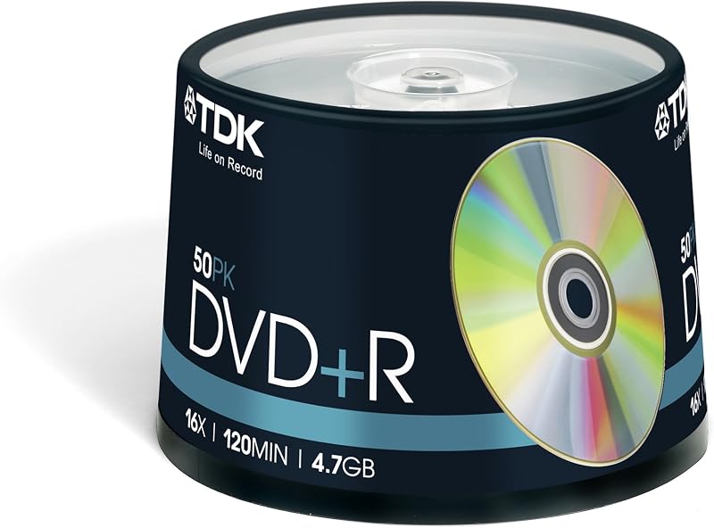 TDK T19444 16x DVD+R 50 Piece Cakebox Recordable Media for Data Video Images