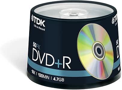 TDK DVD+R 4.7Gb 16x Spindle 50 tdk dvdr recordable Blank DVD 50 Pack ...