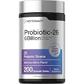 Horb&auml;ach Probiotics 6 Billion CFUs | 200 Chewable Tablets | Berry Flavor | 26 Probiotic Strains | Vegan, Non-GMO &amp; Gluten Free Supplement for Men &amp; Women