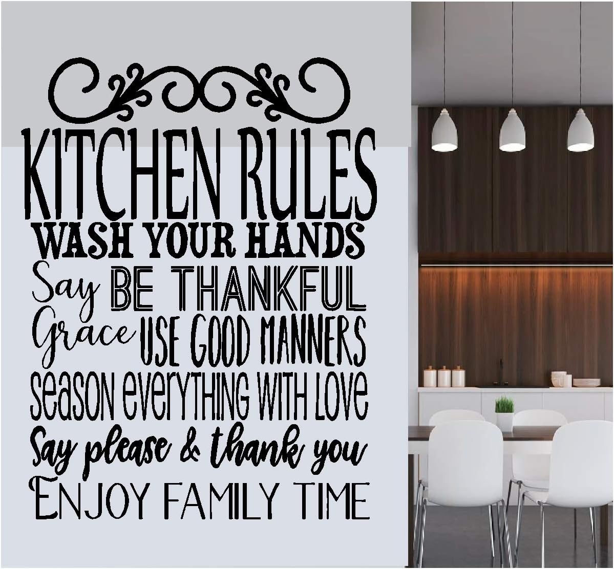 Kitchen Rules Wall Sticker Decor Quote Inspirational Vinyl Sticker Decal - Room Decor Wall Art Mural Home Decoration Bedroom (Designs 7)