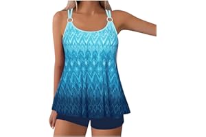 CETHRIO Modest Swimsuits for Women Vintage Printed Sexy Two Piece Tankini Bathing Suit Tummy Control Plus Size Swimsuit