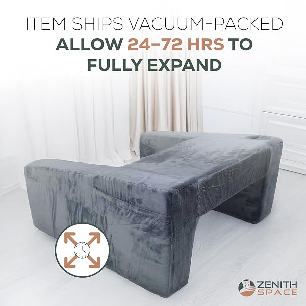 ZENITH SPACE – READING PILLOW FOR LAP TO IMPROVE YOUR READING EXPERIENCE – MEMORY FOAM ADULT GAMING PILLOW FOR BED WITH CUP HOLDER – ALLOW 24–72 HRS TO FULLY EXPAND – MAXIMIZING YOUR COMFORT
