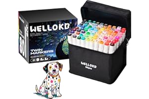 WELLOKB Alcohol Markers Set, 80 colors Alcohol Based Dual Tip, Broad and Brush Tip for Adult Coloring Books, Drawing, Sketching