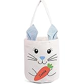 Custom Name Easter Basket: Personalized Easter Baskets for Girls Boys - Photo Name Bunny Bag Kids Party Bag