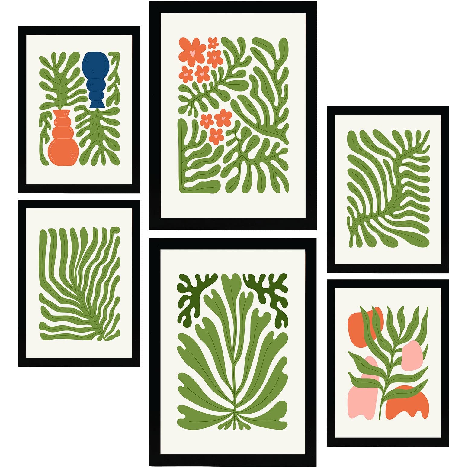 Nacnic Set of 6 Minimalism Posters in Vibrant Colours. Evergreen. Prints of Landscapes and Nature for Interior Design and Decoration. Sizes A3 & A4. Unframed.