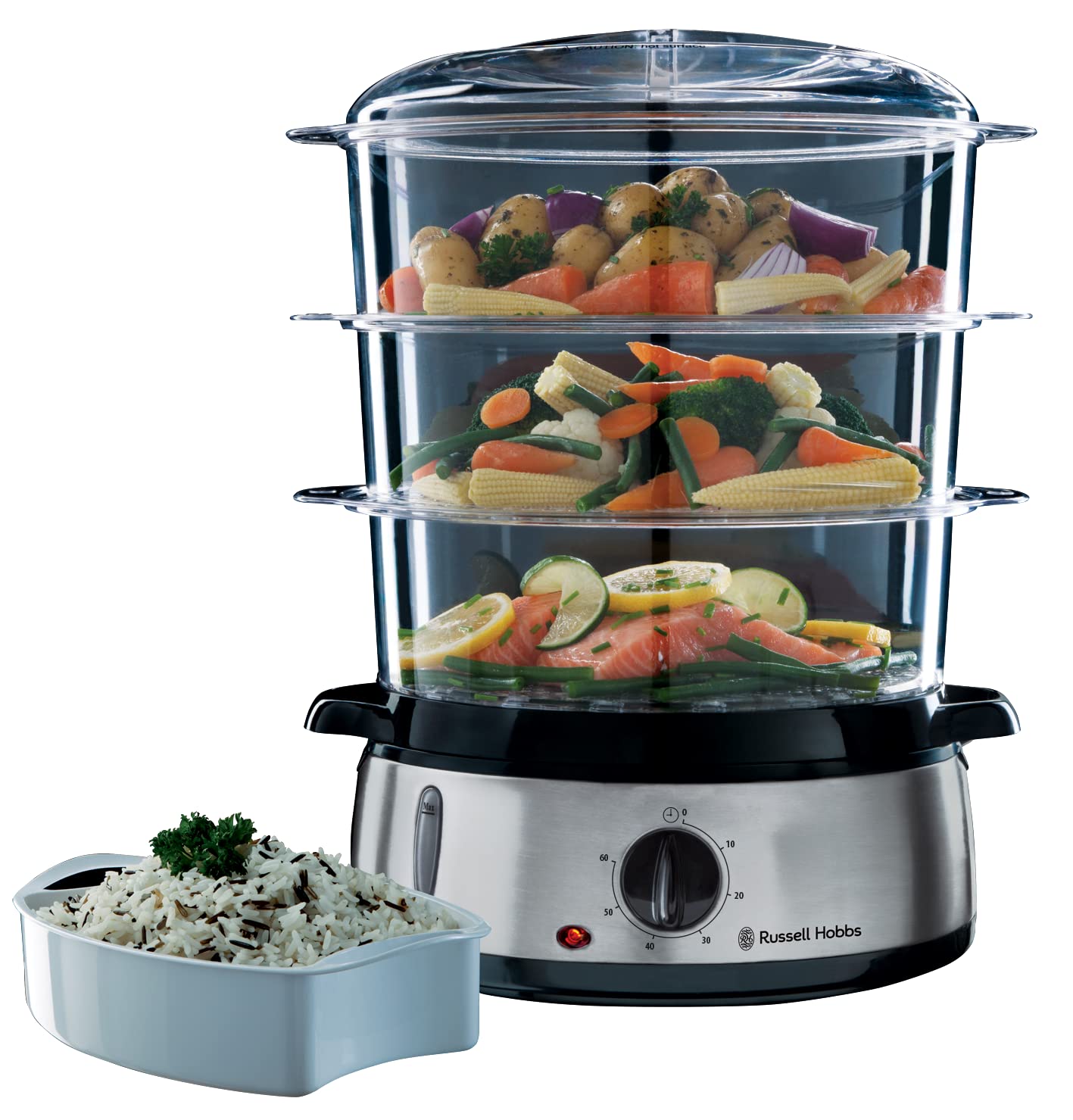 Russell-Hobbs-Vaporera-CookHome-3-Recipientes-para-Cocinar-al-Vapor-Capacidad-9-litros-Cuenco-para-Arroz