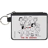 Peanuts Wallet, Coin Purse, Peanuts Gang 75th the In Crowd Group Pose White Black Red, Canvas