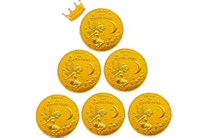 Tooth Fairy Coins for Lost Tooth Kids with Gold-Plated,1.7Inch, Set of 6