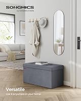 SONGMICS Storage Ottoman Foldable Foot Rest 38x76x38 cm Slate Grey LSF247G51 view 3
