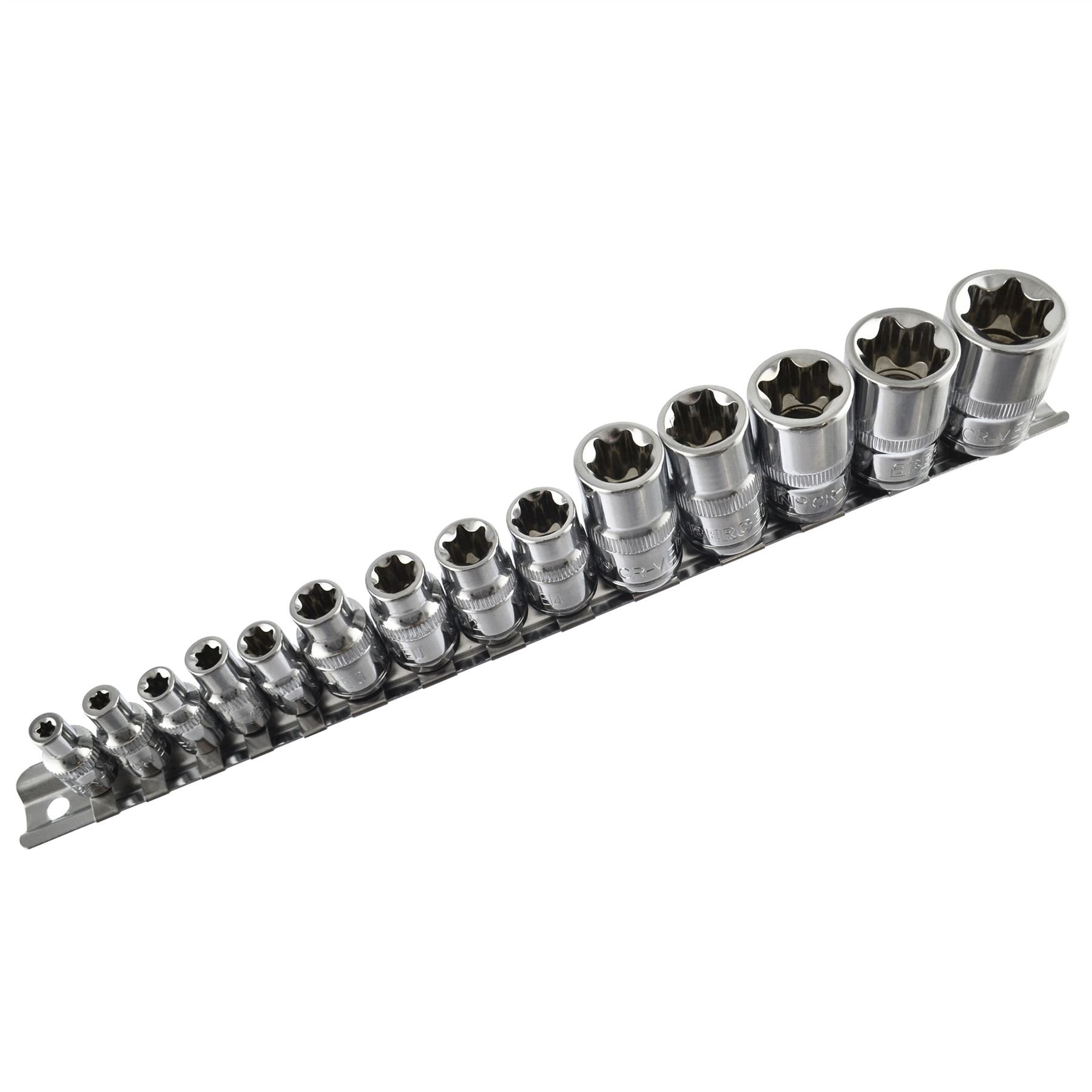 AB Tools Torx/Star Female Sockets 14pcs Set 1/4" / 3/8" and 1/2" Drive E Sockets E4 - E24