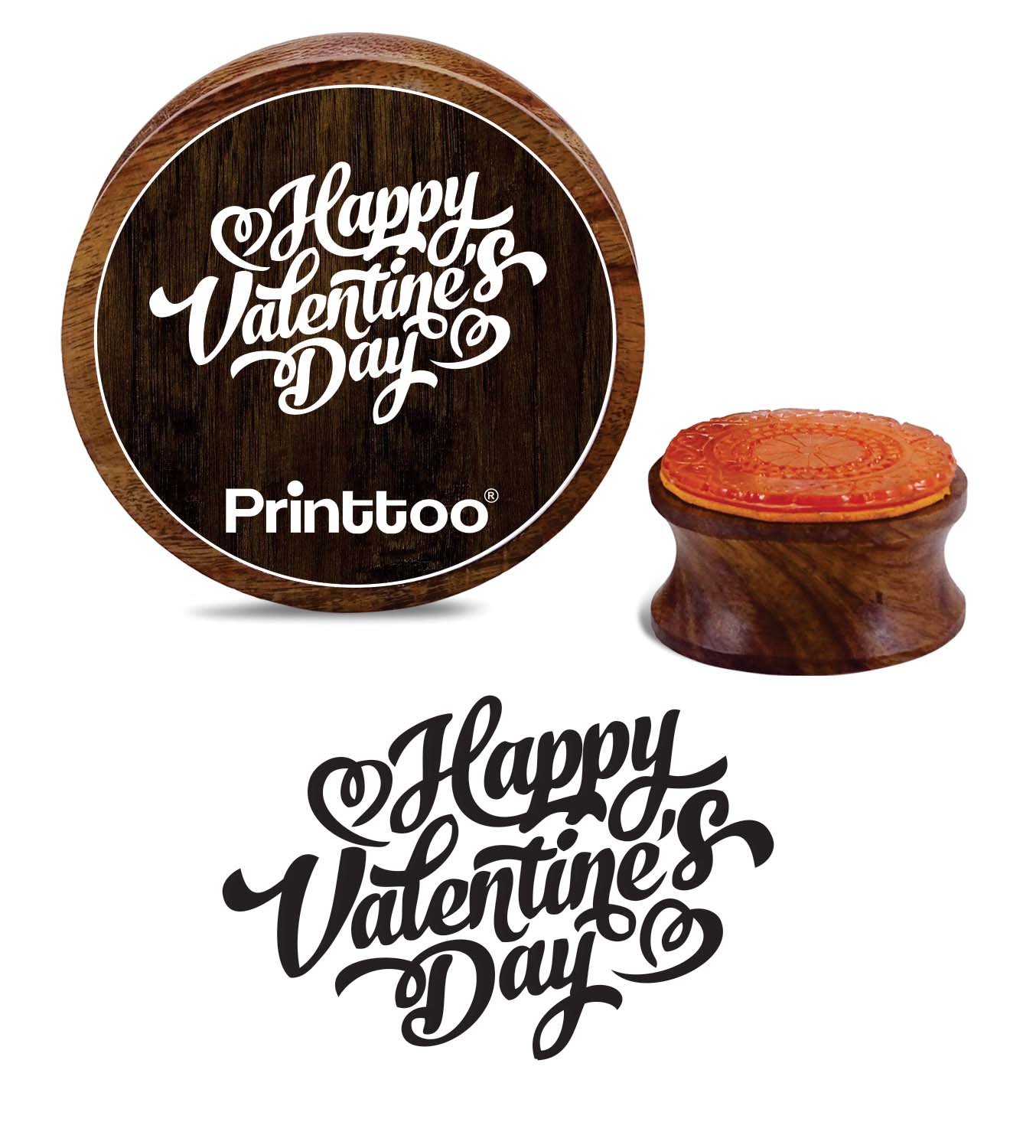 Printtoo Craft Textile Wooden Rubber Happy Valentine's Day Round Stamp Scrap-Booking-2 Inch