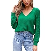 CUPSHE Women's V-Neck Sweater Reversible Lightweight Long Sleeve Pullover 2025 Fall Casual Knit Sweater Top