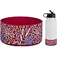Protective Silicone Sleeve Boot 12oz-24oz Wide Mouth Water Bottle for Hydro Flask,Simple,Takeya, BPA Free Anti-Slip, and Compatible with 20-40oz Stanley Tumbler(Flowers Snapper)