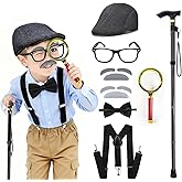 CONNICS Kids 100th day of school costume for Boys, Old man dress up for kid, Old person costume For Boy，Grandpa Costume Kids