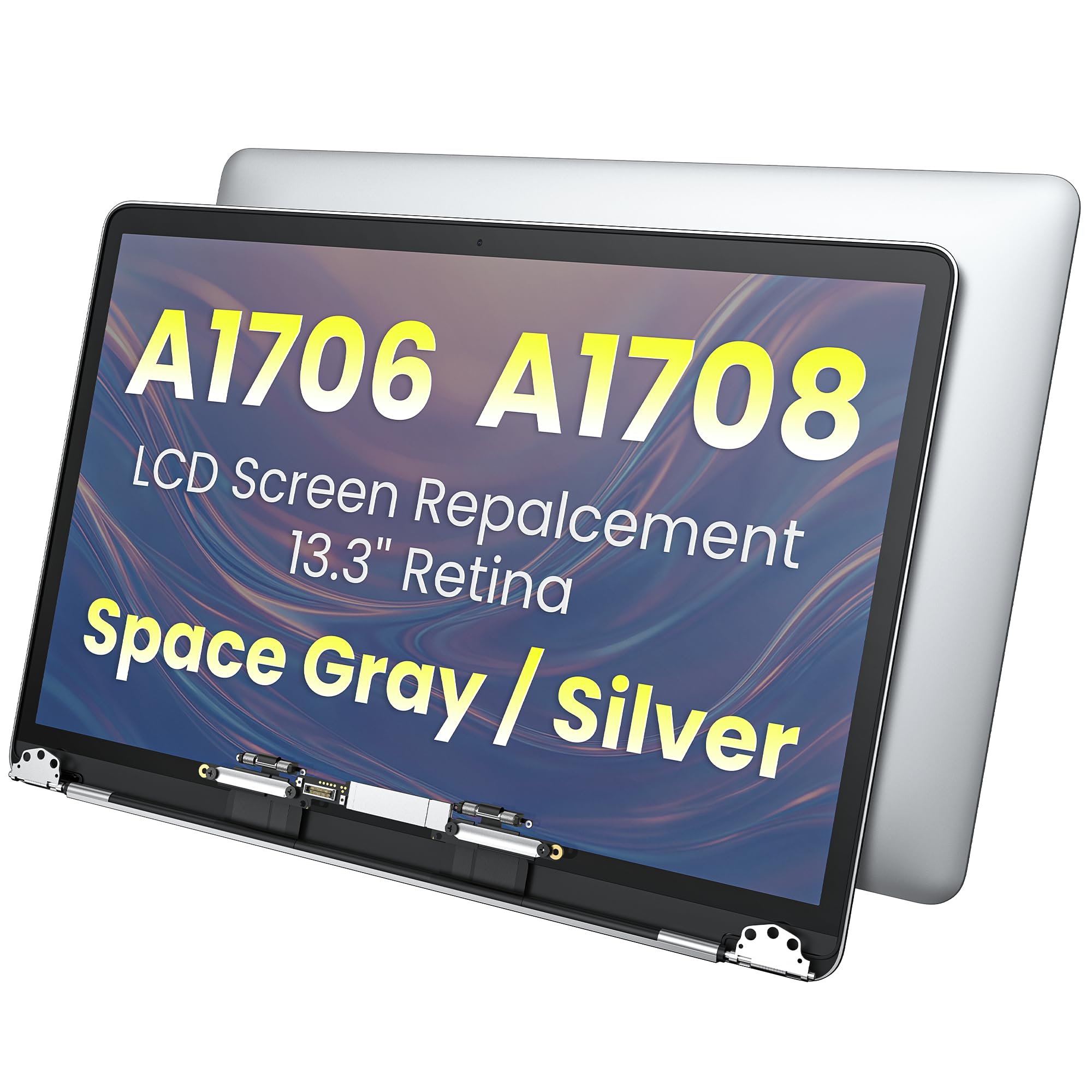 DZLQS A1706 A1708 LCD Bildschirm Display Montage Ersatz Kompatibel mit MacBook Pro 13,3 Zoll Retina 2560x1600 Ende 2016 Mitte 2017 EMC 3071 EMC 3163 EMC 3164 MLH12 MNQF2 MPXV2LL/A (Silber)