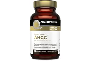 Quality of Life Premium Kinoko Gold AHCC Supplement, 500 mg per Capsule, Supports Immune Health, Liver Function, Maintains Natural Killer Cell Activity & Enhances Cytokine Production, 60 Veg Capsules