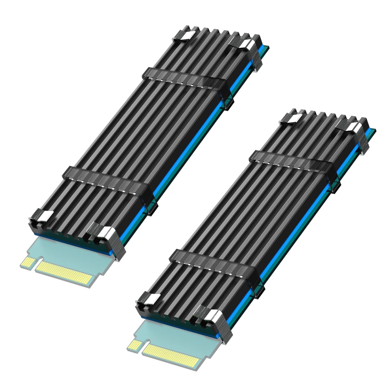 GLOTRENDS M.2 Heatsink Kits with Thermal Pad for 2280 M.2 SSD, Fit for Desktop PC/PS5/PS5 Slim Installation, 22x70x3mm Aluminum Body(2 Packs)