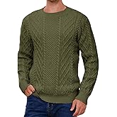 Vinsekep Men's Irish Knit Sweaters Cable Jacquard Pullover Sweater Unisex Woven Crewneck Knitted Top