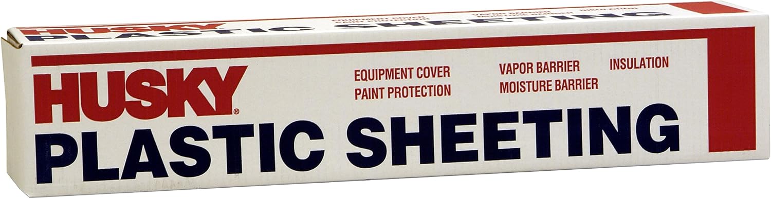 Husky Plastic Sheeting Clear 4ml 10ft x 25ft - Paint Drop Cloths - 