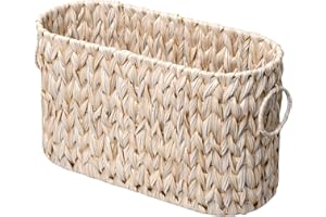 PINXIURY Toilet Paper Storage Basket, Bathroom Toilet Organizer with Strap Handle, Woven Toilet Paper Holder for 6 Mega Rolls, Bathroom Storage, Magazine Holder for Office, Bedroom, Buttermilk