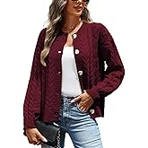 CiCiBird Womens Fall Cardigan Sweaters Casual Cable Knit Button Jackets Long Sleeve Open Front Outwear Coat