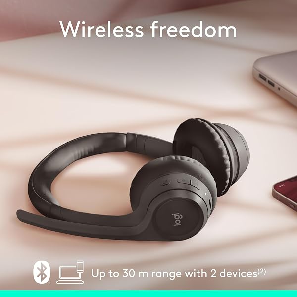 LOGITECH ZONE 301 WIRELESS BLUETOOTH HEADSET WITH NOISE-CANCELING MICROPHONE, COMPATIBLE WITH WINDOWS, MAC, CHROME, LINUX, IOS, IPADOS, ANDROID – GRAPHITE