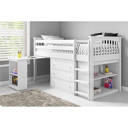 Windermere Mid Sleeper In White With Pull Out Desk Amazon Co Uk