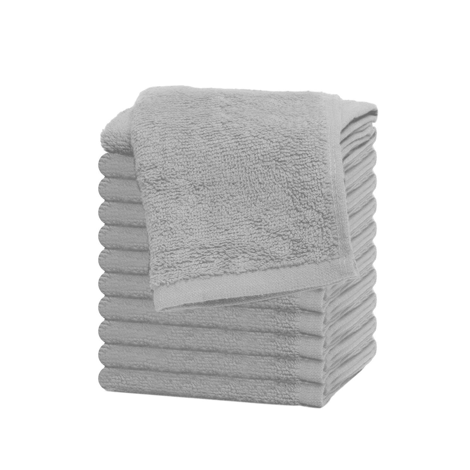 Westlane Linens 100% Cotton Face Cloths Flannels & Washcloths 500 GSM Super Soft Hotel Quality (Light Grey, 12 Pack)