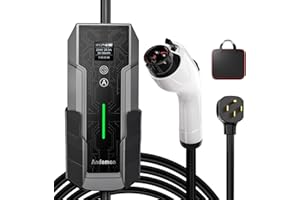 Andeman Level 2 EV Charger Portable 32Amp,7.68KW Electric Vehicle Charger 240V,SAE-J1772 and NEMA 14-50 Plug, Scheduled Charging,Adjustable Current, 21 FT Cable for EV and Hybrid Vehicles,Black