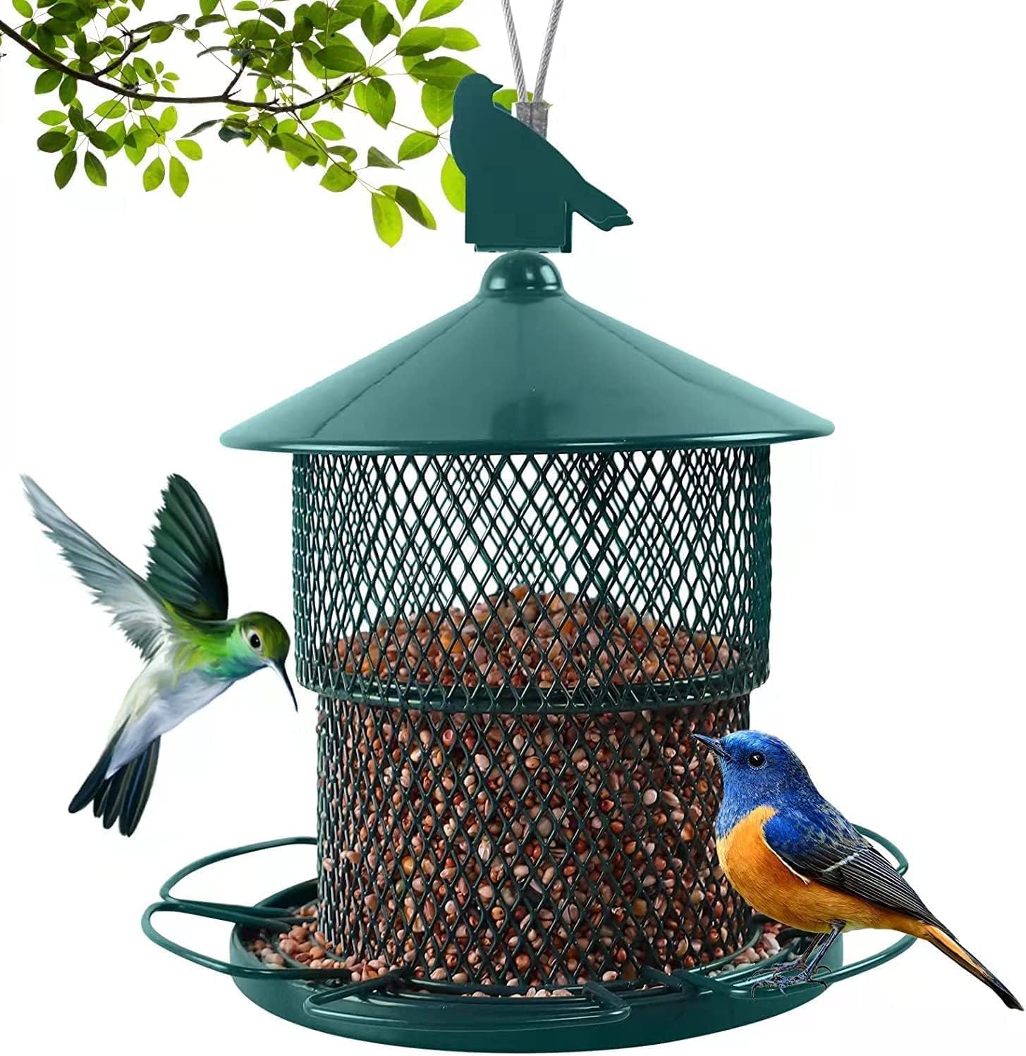 Backyard Birding & Wildlife - Boliesam Squirrel Proof Bird Feeders for Outdoor Hanging, All-Metal Bird Seed Feeders Retractable with 6 Perches, 4 lbs Large Capacity Birdfeeder. Chew-Proof for Outside Cardinal, Finch, Blue Jay etc