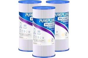 PUREPLUS 10" x 4.5" Whole House Pleated Sediment Filter for Well Water, Replacement Cartridge for GE FXHSC, Culligan R50-BBSA