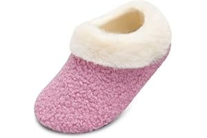 FEETCITY Toddler Slippers for Girls Boys Toddler Slip On Shoes Kids House Shoes Infant Barefoot Shoes Lightweight Warm Walking Shoes for Indoor