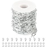 Jabogrii 16.4 Feet Silver Paperclip Aluminum Chain Bulk for Jewelry Making DIY Jewelry Making Chains Roll Jewelry Findings