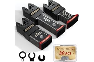 AMZWEI 30 Pcs Bi-Metal Oscillating Saw Blades, Professional Curved Edge Multitool Blades for Wood with Nails, Metal, Wood, Oscillating Tool Blades Compatible with Dewalt Milwaukee Bosch Ryobi