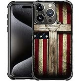 Zeggi for iPhone 16 Pro Max Case 6.7-inch with Cross American Flag Four Corner Airbag Protection Design Soft Silicone Frame Personalized Pattern Case Compatible with iPhone 16 Pro Max for Men