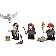 LEGO Harry Potter Minifigure Combo - Harry Potter, Hermione, Ron Weasley (with Wands and Display Stands)