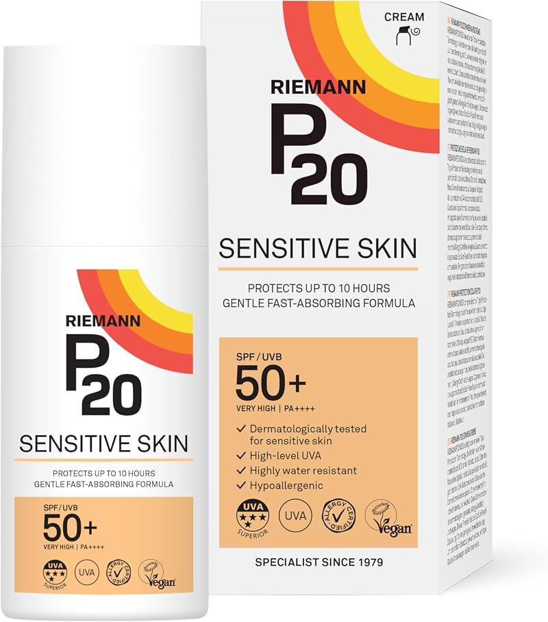 P20 RIEMANN SPF50 Plus Sensitive Sun Cream 200ml UVA 10h Water Resistant