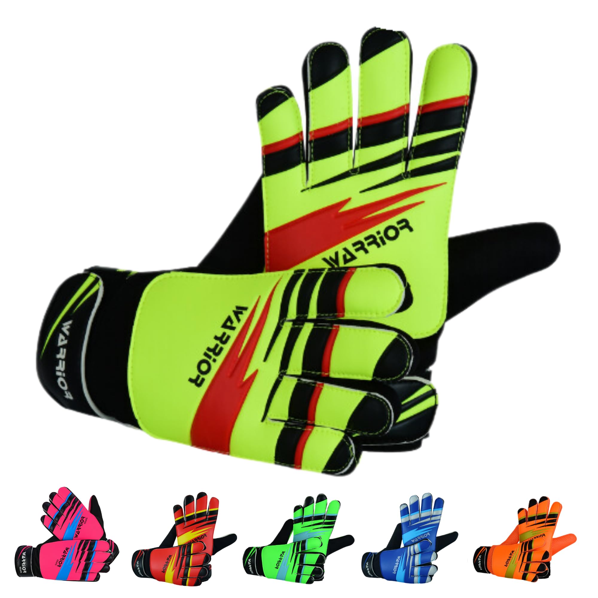 warrior gears Goalkeeper Glove Kids, Football Goal Keepers Gloves, Goalie Glove Kids with Double Wrist Protection, Junior Goalkeeper Gloves