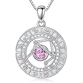 TOUPOP Zodiac Constellation Necklace for Women 925 Sterling Silver Birthstone Pendant Necklaces Zodiac Sign Jewelry Birthday Christmas Gifts for Women Her