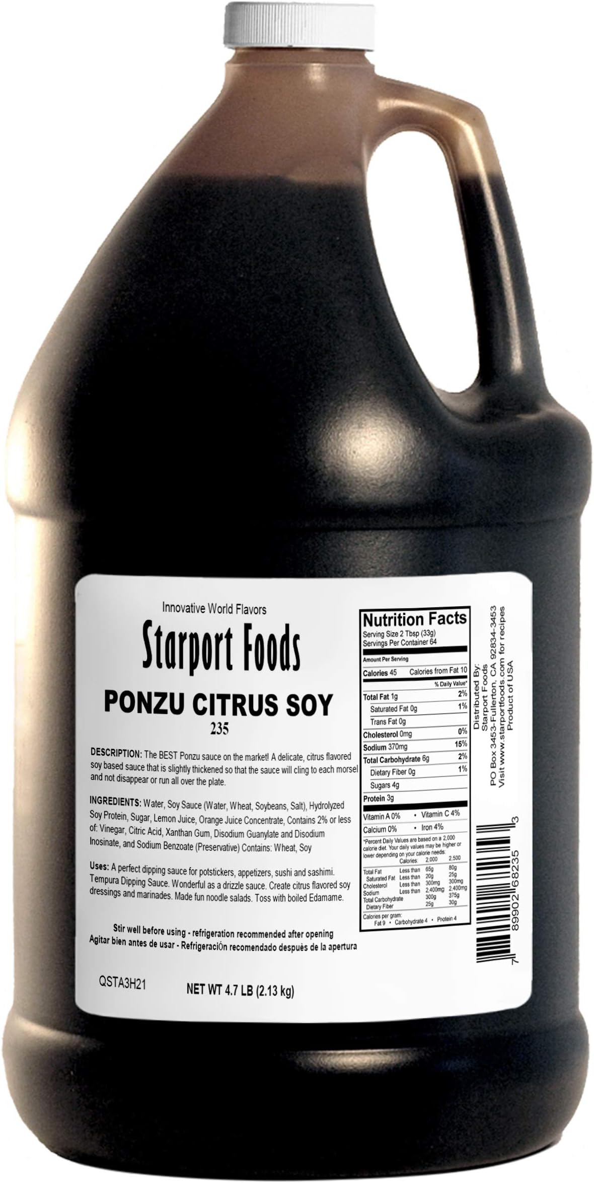 Starport Foods Ponzu Citrus Soy Sauce, 1/2 gallon, NET WT 4.7 lb, (75 oz)