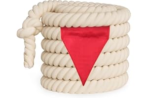 Thadavo Tug of War Rope with Flag for Kids and Adults, Soft Cotton War Rope for Field Day Family Reunion Birthday Party Games, Outdoor Camping Picnic Games for Team Building Activities, Khaki 20FT