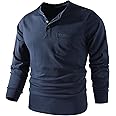 Mr.Stream Men's 3 Button Full Long Sleeve Pocket Work Henley T-Shirts Relaxed Fit 100% Cotton Heavyweight Tees