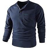 Mr.Stream Men's 3 Button Full Long Sleeve Pocket Work Henley T-Shirts Relaxed Fit 100% Cotton Heavyweight Tees
