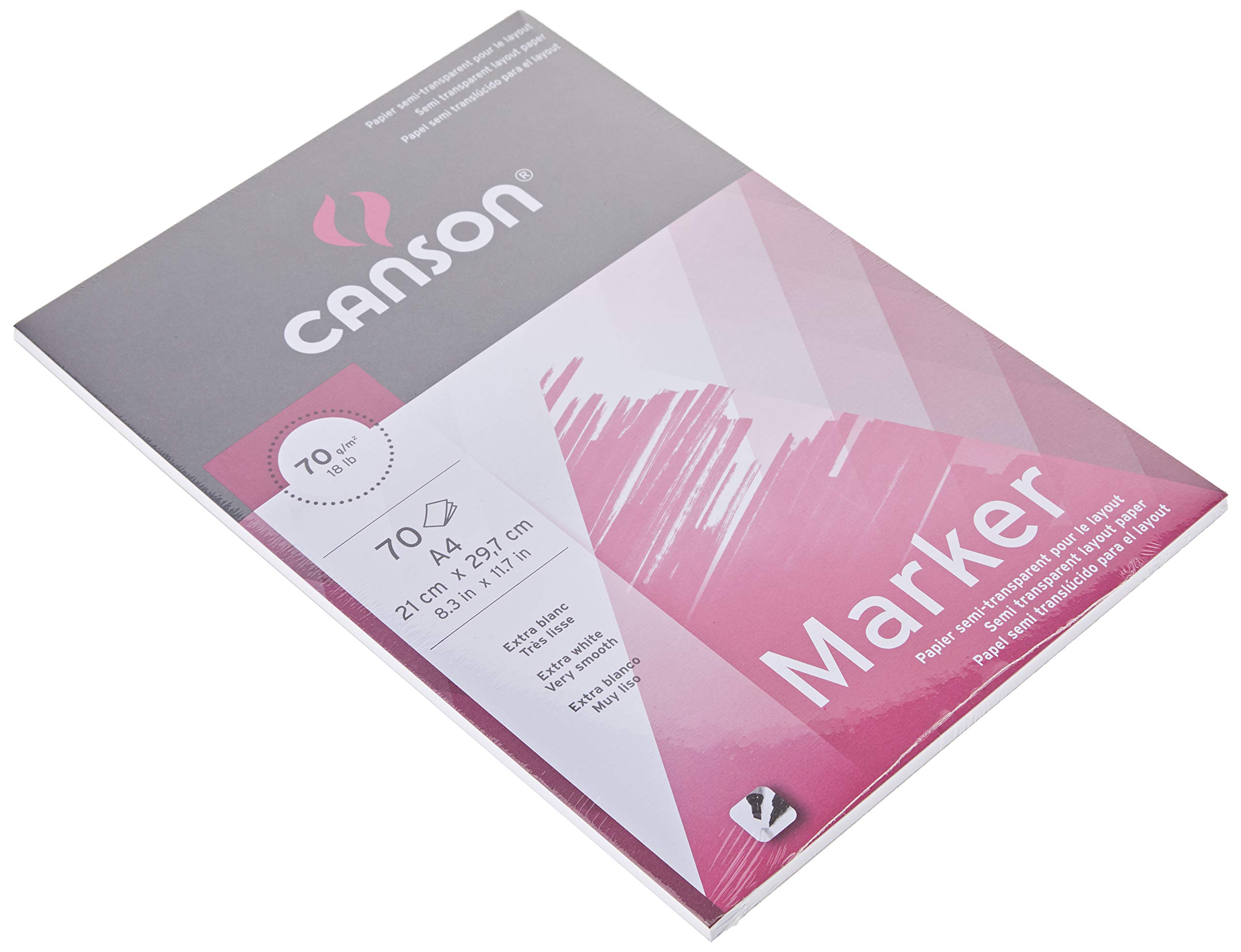 Canson Marker A4 pad Including 70 Sheets of 70gsm Layout bleedproof Paper: high White and Ultra-Smooth