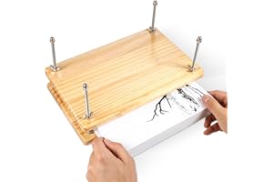 Dimeho Book Press, 11.6 x 7.9" Large Size Wooden Book Press with Plastic Bone Folder Bookbinding Portable Paper Tools Bookbinding Supplies for DIY Craft Enthusiasts