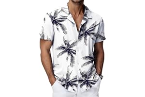 HMIYA Mens Hawaiian Shirts Short Sleeve Button Up Chemise Homme S-3XL