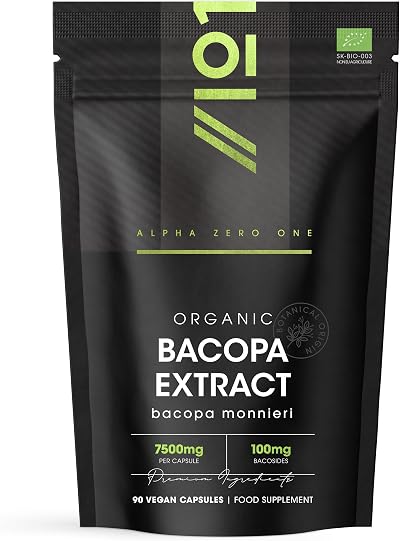 ALPHA01 Organic Bacopa Monnieri 7500mg 100mg Bacosesides 90 Caps